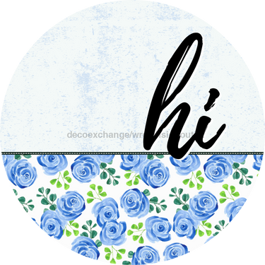 Blue Floral Door Hanger Dco-01566-Dh 18’ Round Wood